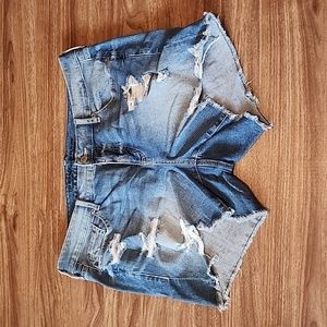 Distressed Blue Denim Shorts
